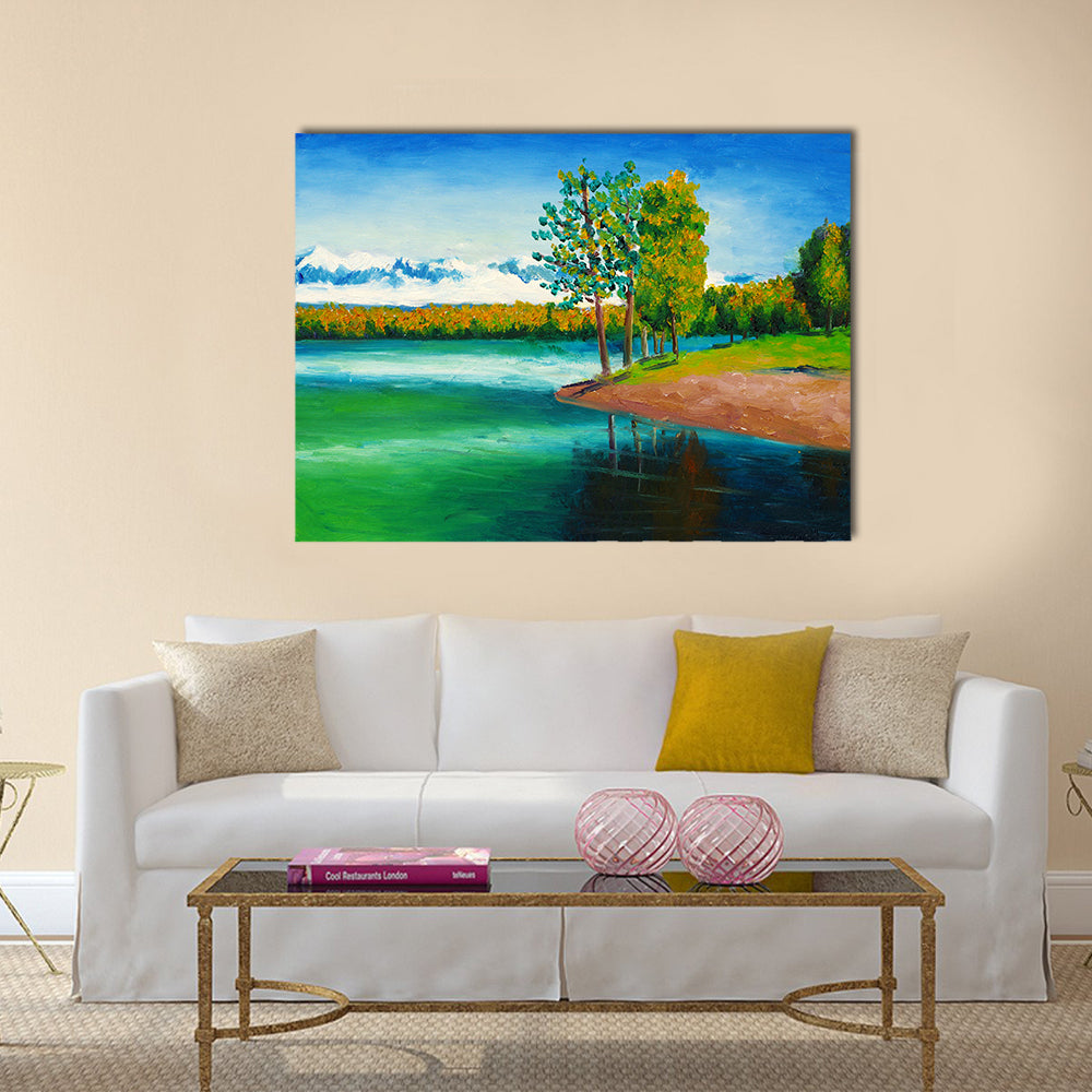 Peaceful Mountain Lake Canvas Wall Art