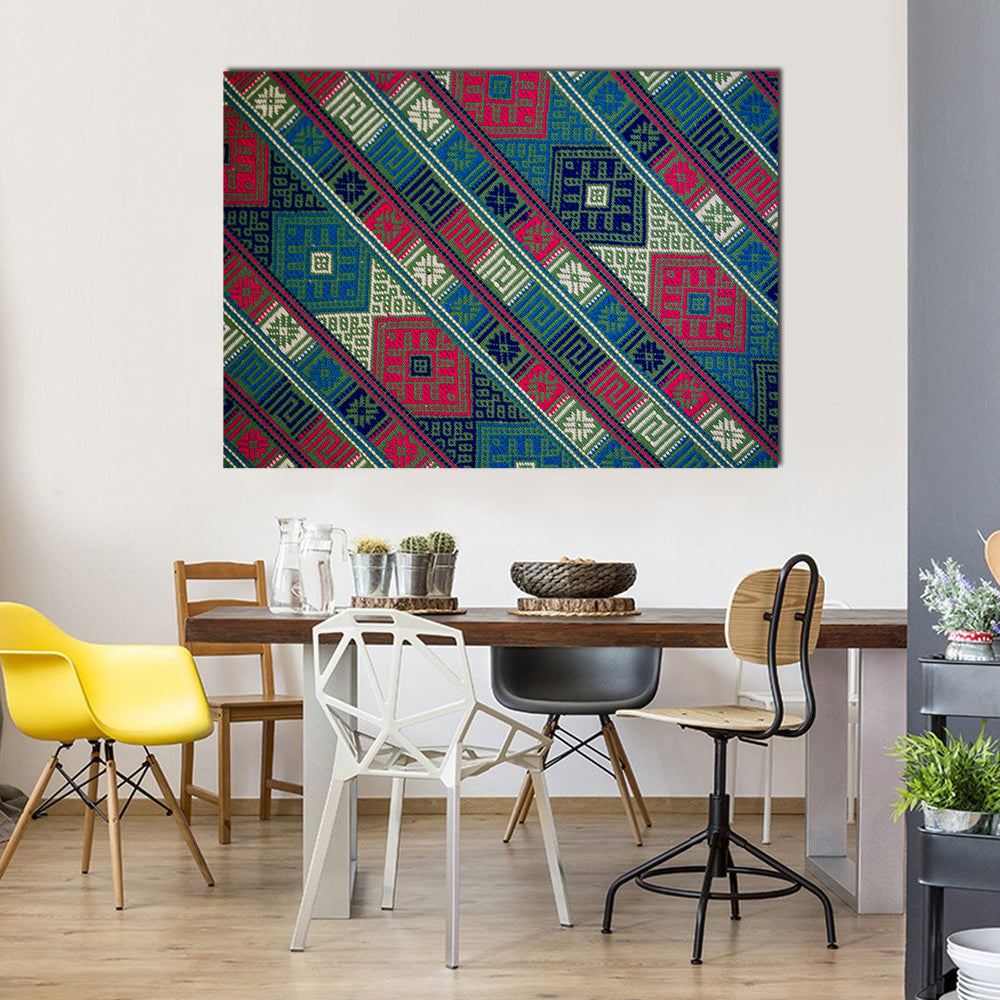 Texture Of Hand Woven Textile From Bhutan Canvas Wall Art