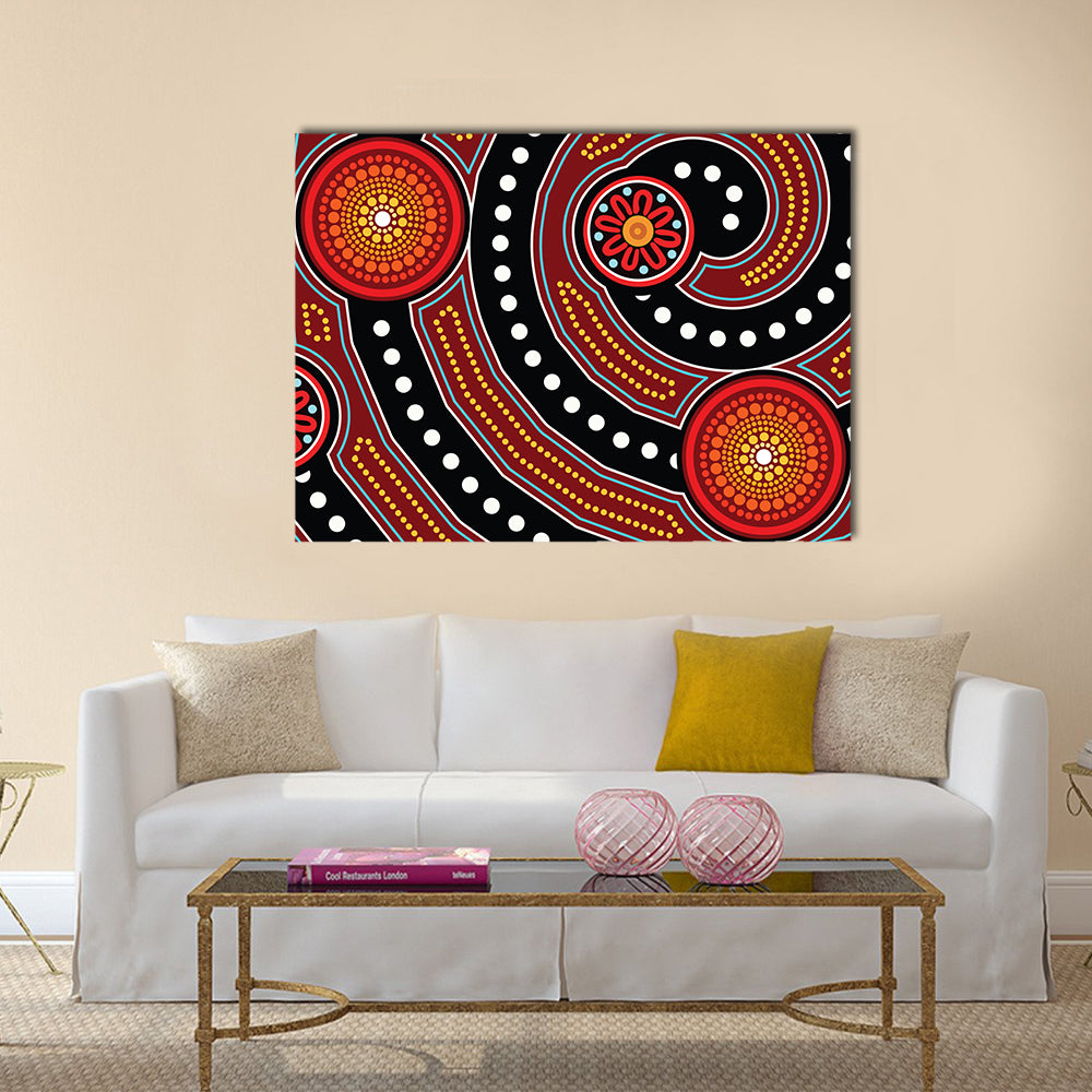 Aboriginal Dot Painting Motifs Canvas Wall Art