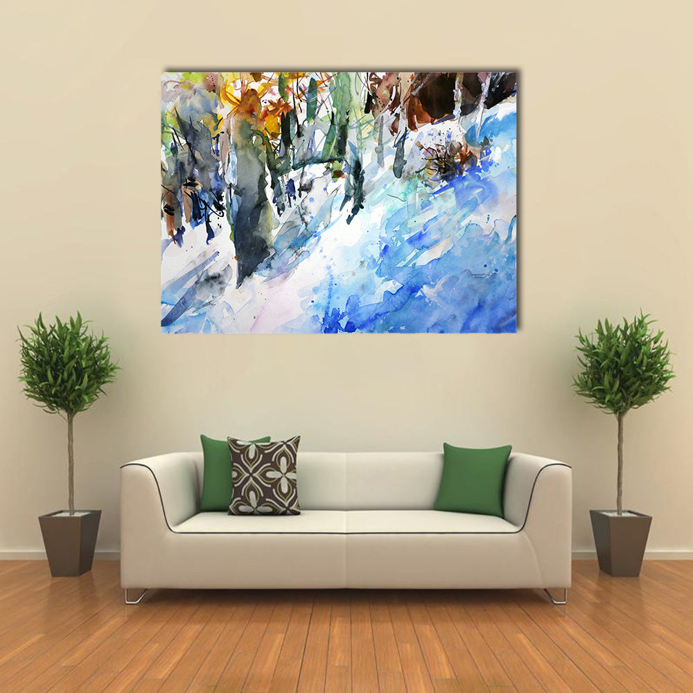Watercolor Winter Forest Canvas Wall Art