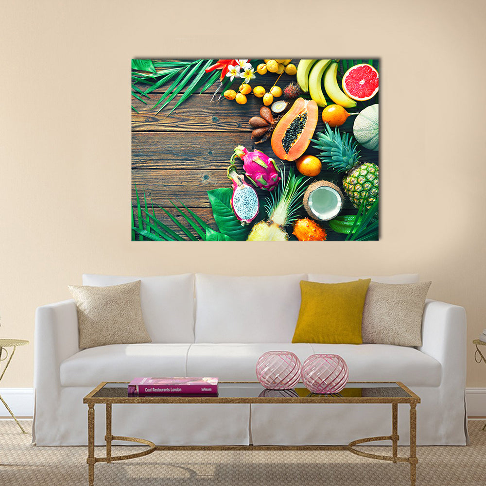 Tropical Fruit Assortment Canvas Wall Art