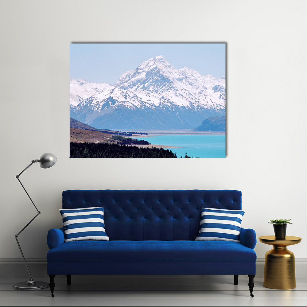 Mount Cook Over Turquoise Lake Pukaki Canvas Wall Art