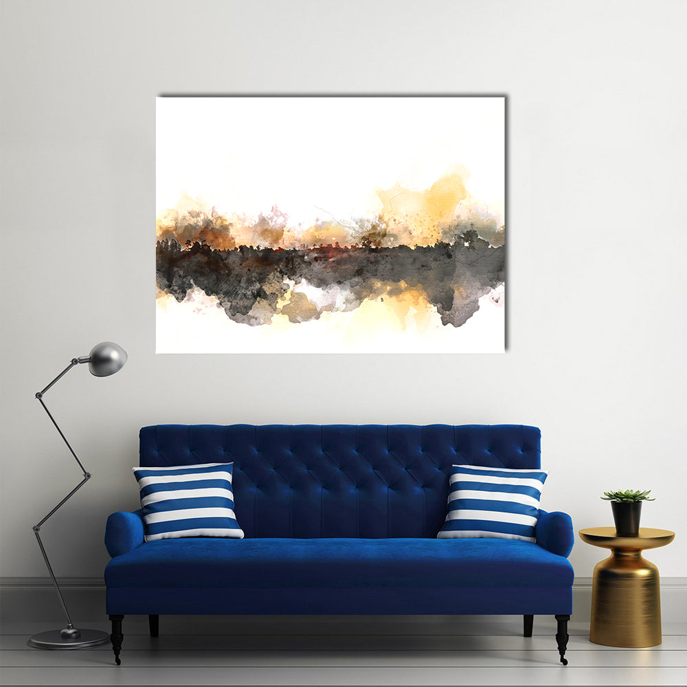 Sunlit Misty Forest Watercolor Canvas Wall Art
