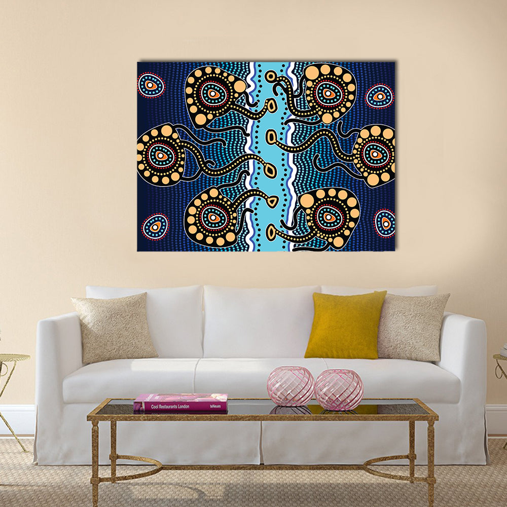Aboriginal Jellyfish Artwork Canvas Wall Art