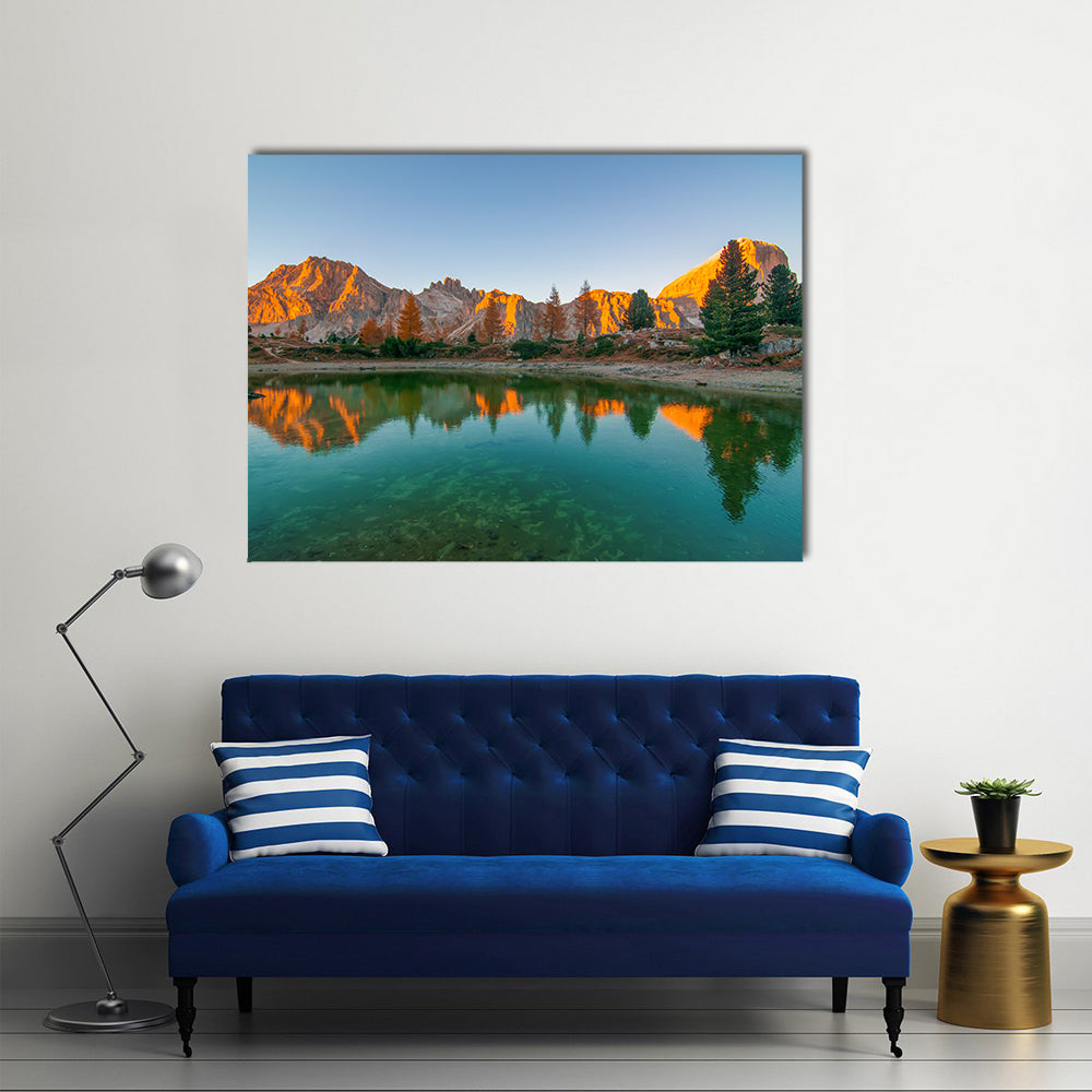 Limides Lake Reflection at Golden Hour Canvas Wall Art