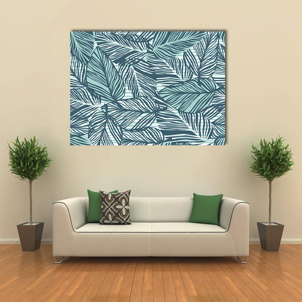 Seamless Palm Leaves Pattern Canvas Wall Art
