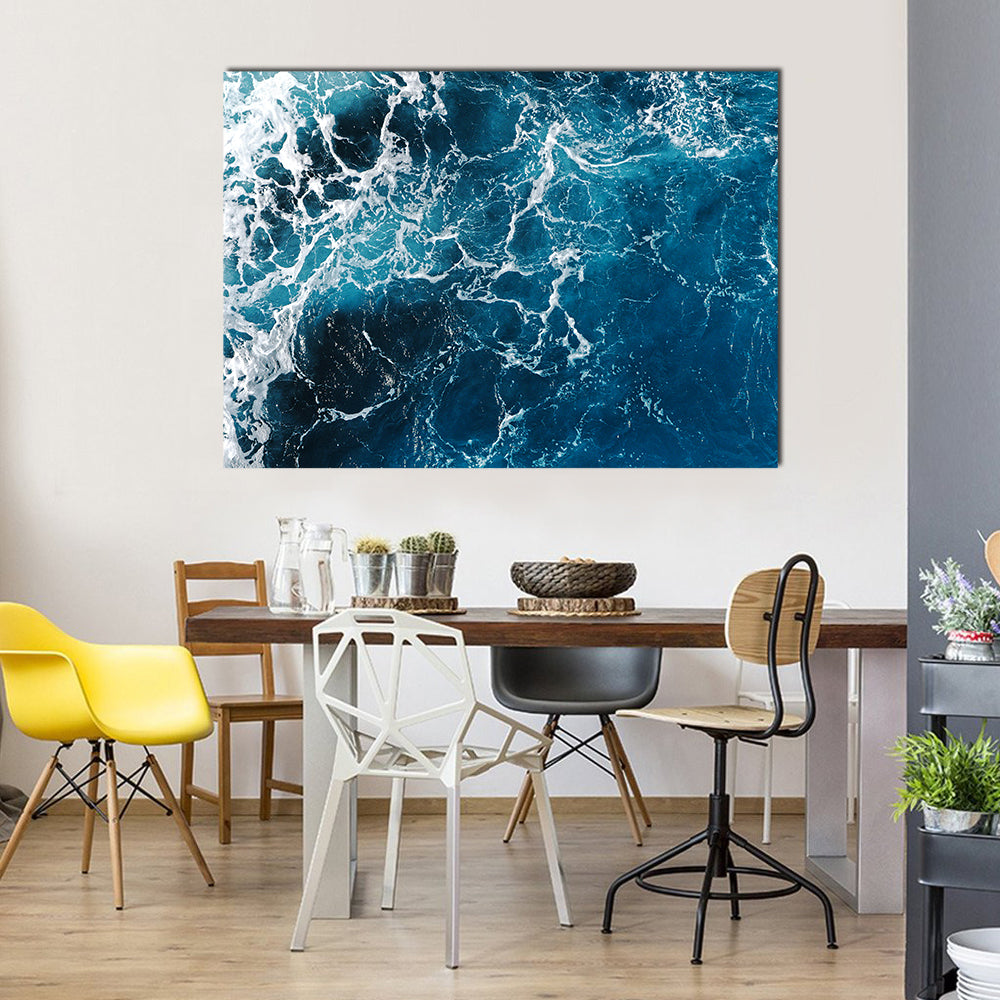 Blue Sea Water Abstract Canvas Wall Art