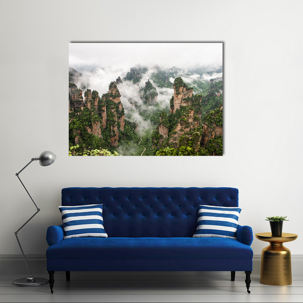 Zhangjiajie Misty Sandstone Pillars Canvas Wall Art