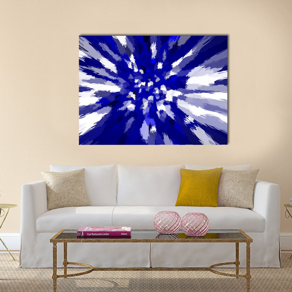 Navy Blue Starburst Abstract Canvas Wall Art