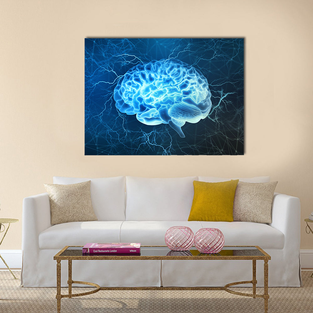 Human Brain Electrical Activity Canvas Wall Art