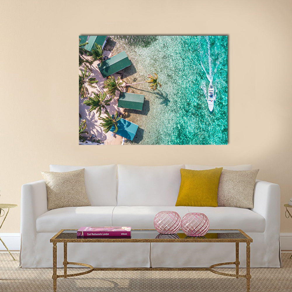 Aerial View of Tropical Island Coast Canvas Wall Art