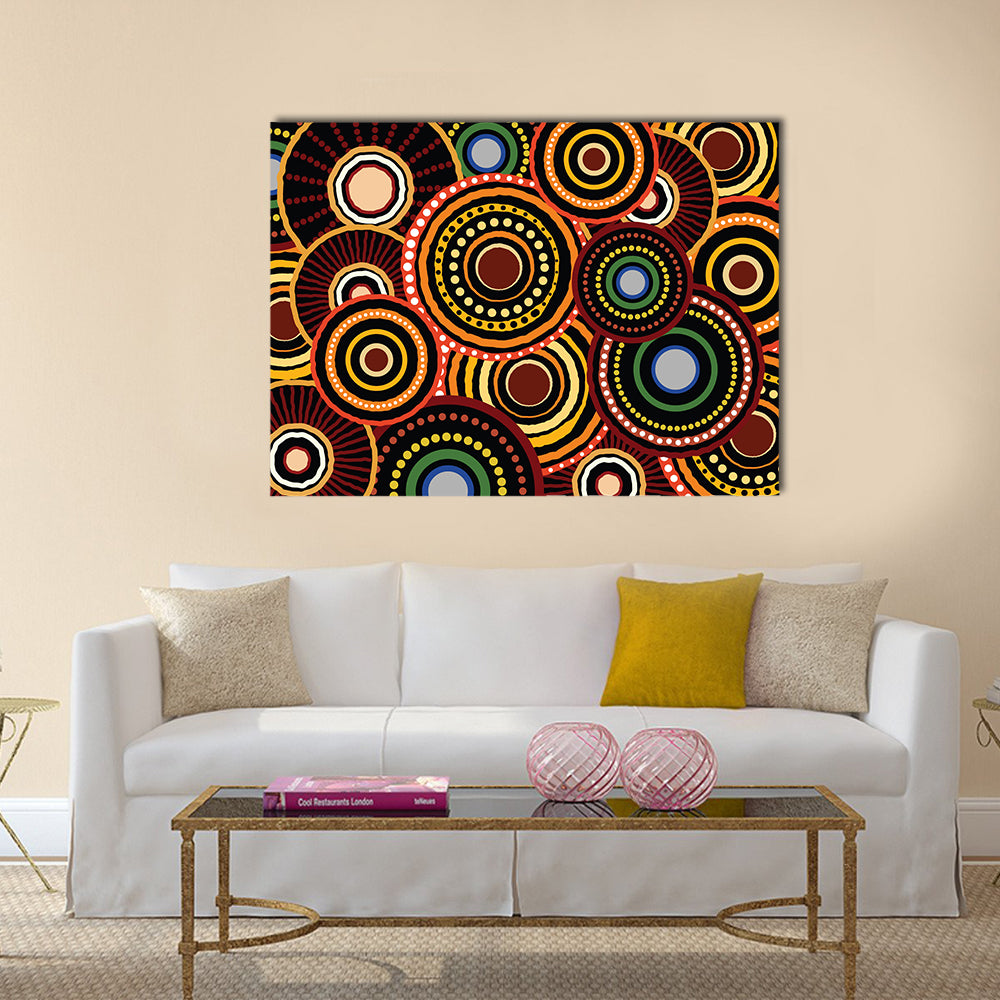 Concentric Dotted Circle Pattern Canvas Wall Art