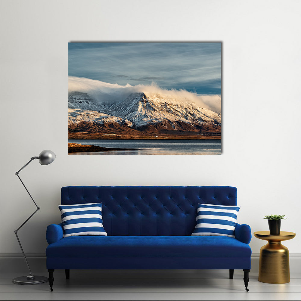 Sunrise From Reykjavik In Iceland Canvas Wall Art