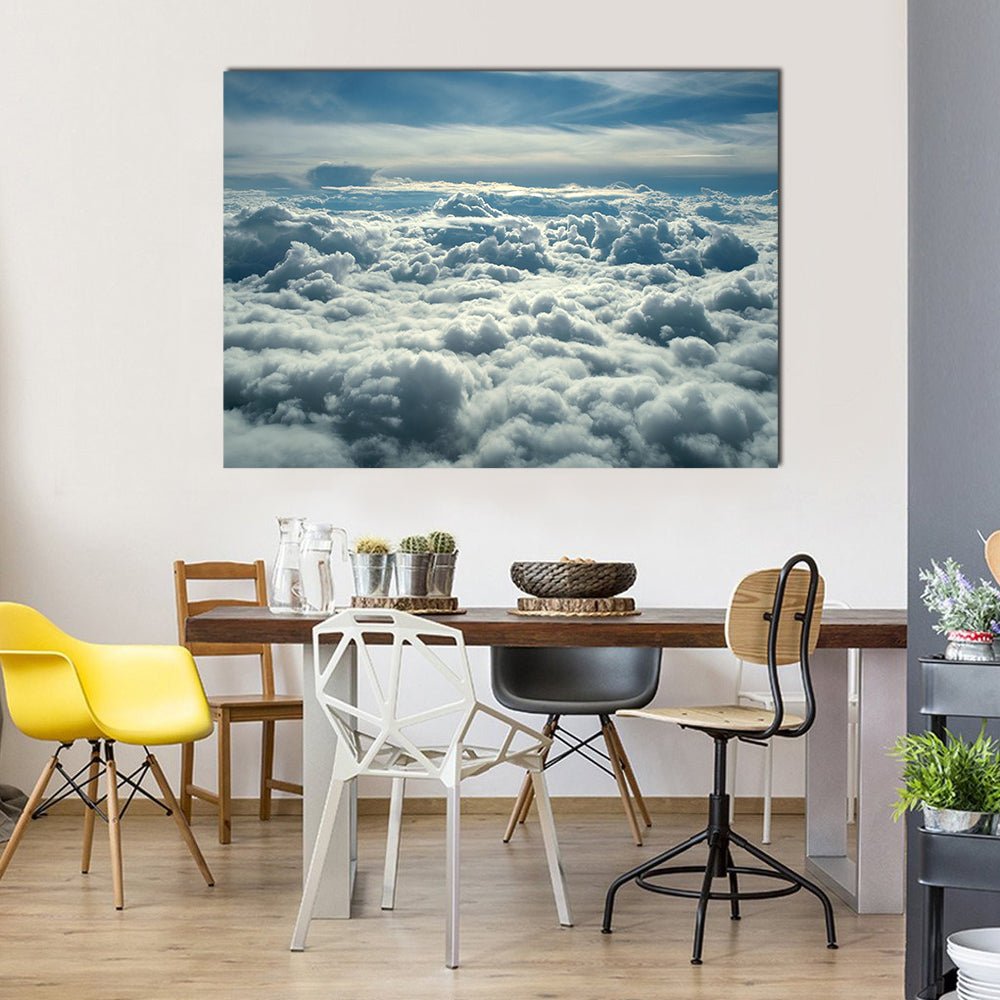 Clouds In Morning From Airplane Canvas Wall Art