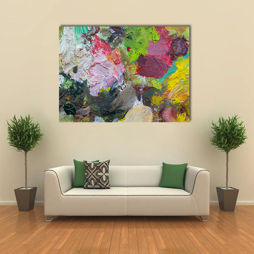 Art Palette Close Up Canvas Wall Art in multicolor, single panel hung on a wall