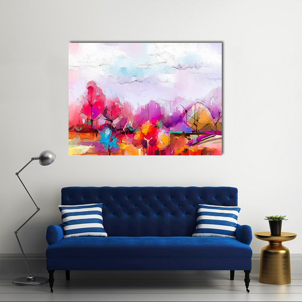 Oil-painted Abstract Trees Canvas Wall Art