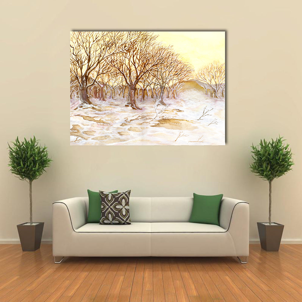 Watercolor Winter Forest Canvas Wall Art