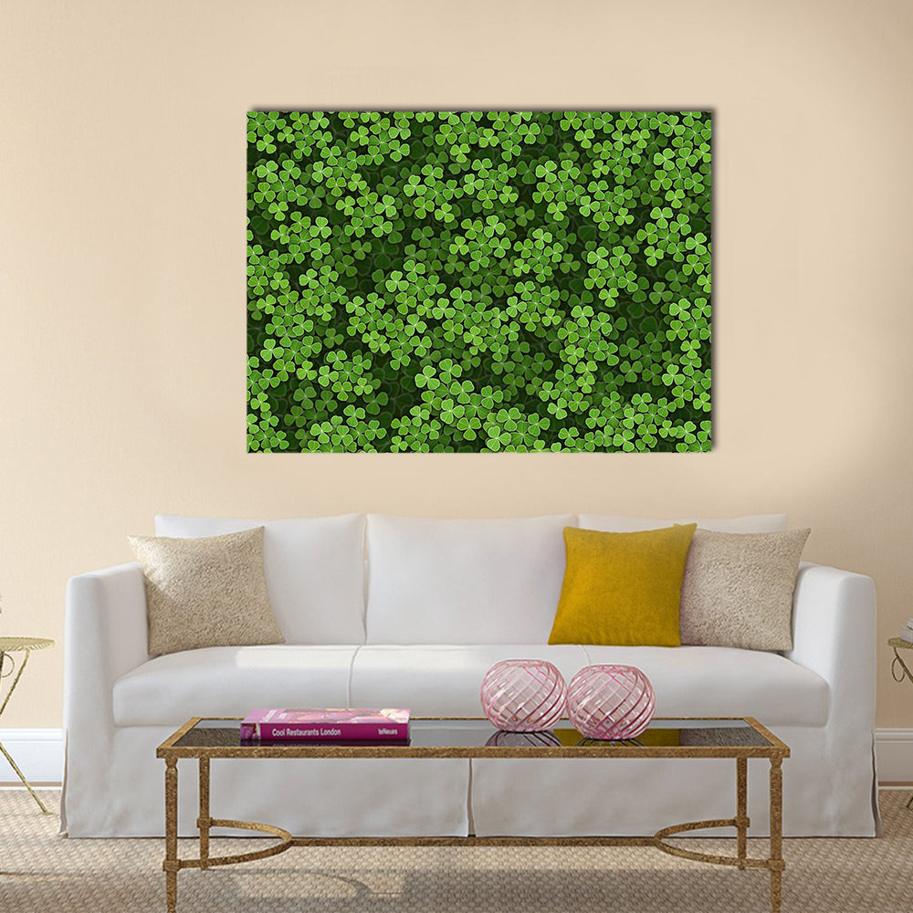 Green Shamrock Illustration Canvas Wall Art