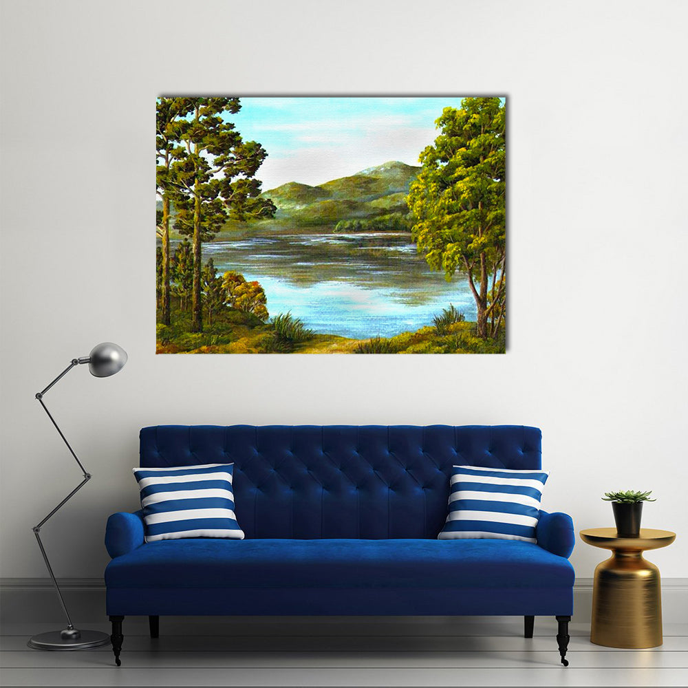 Autumn Mountain Lake Canvas Wall Art