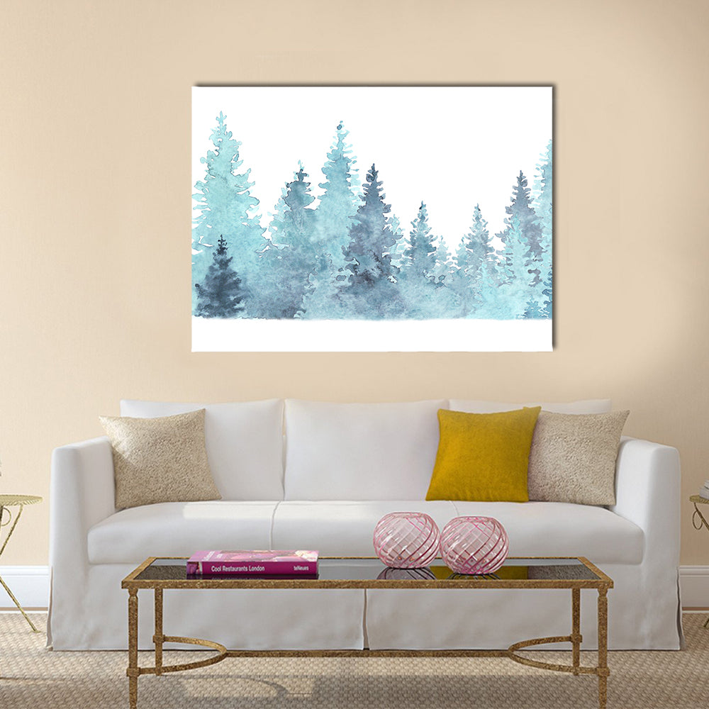 Watercolor Coniferous Forest Canvas Wall Art