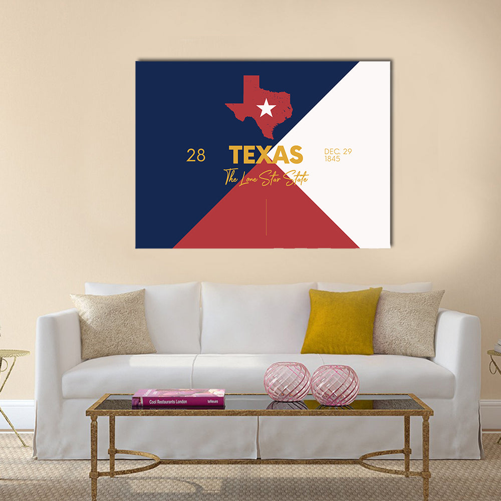 Texas Map with Lone Star Canvas Wall Art