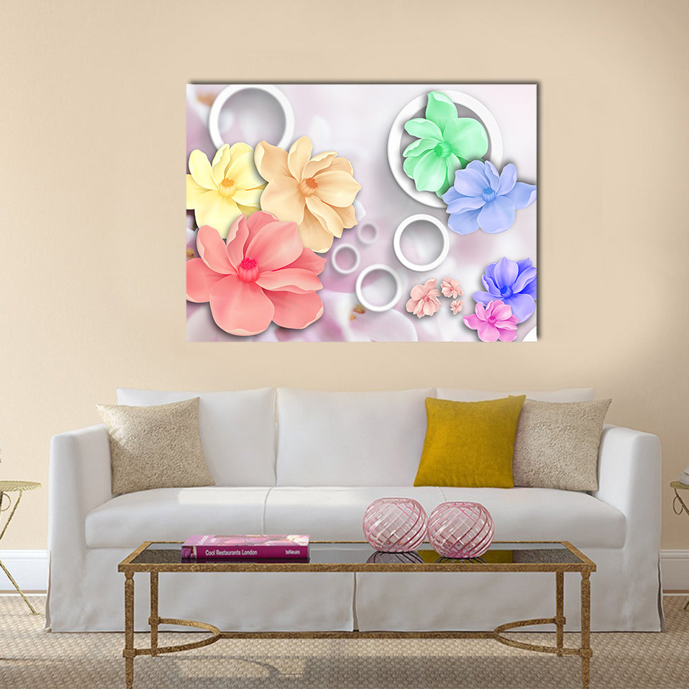 Layered Pastel Floral Ornament Canvas Wall Art