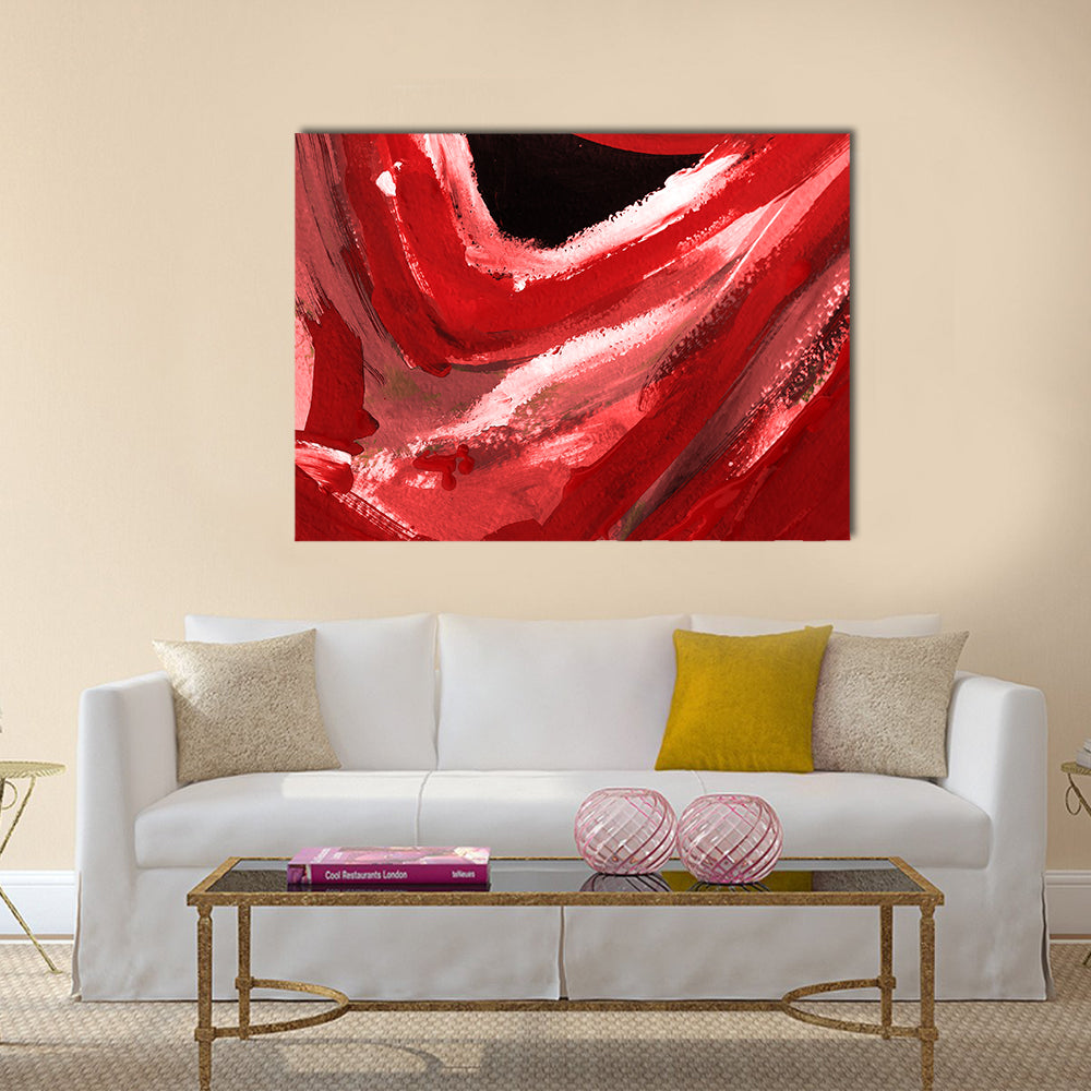Red and Pink Abstract Brushstrokes Canvas Wall Art
