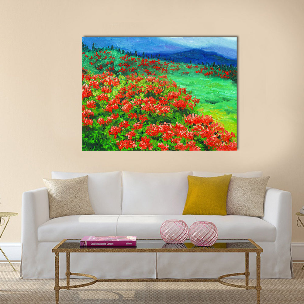 Oil Painted Wildflower Field Canvas Wall Art