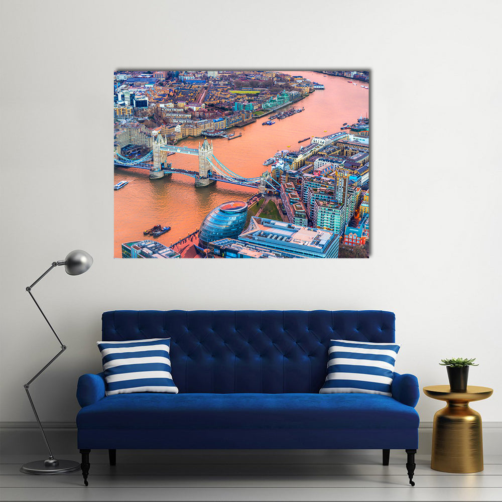 Tower Bridge And Thames River In London Canvas Wall Art