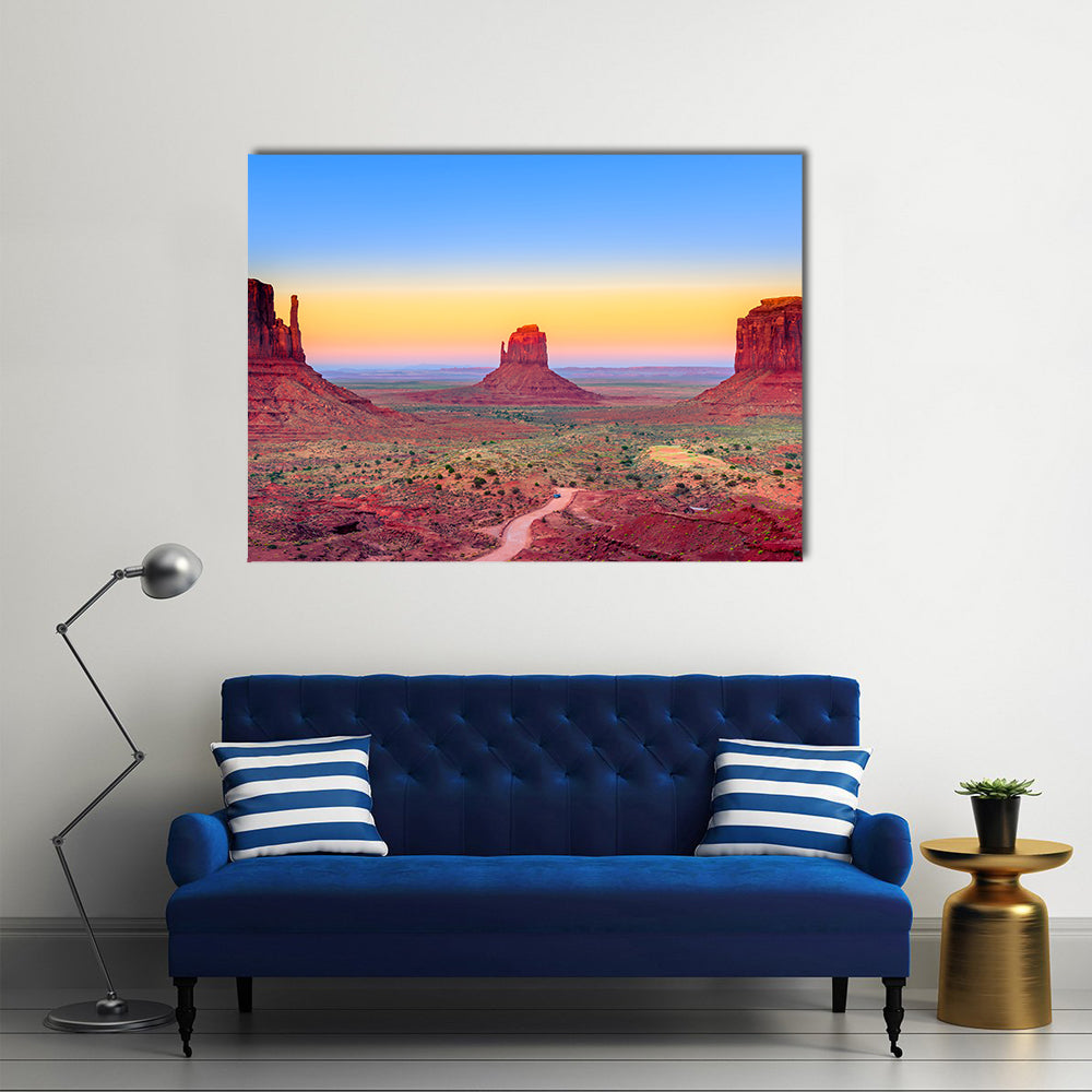 Sunset At Monument Valley In USA Canvas Wall Art