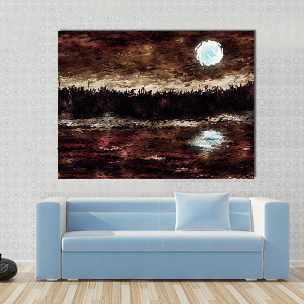 Moonlit Lake Canvas Wall Art
