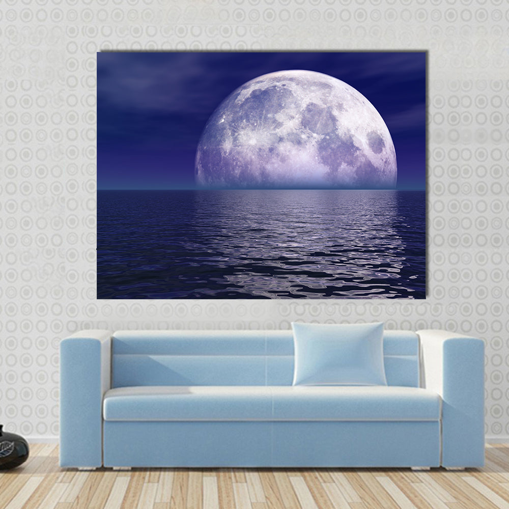 Full Moon Over Water Canvas Wall Art