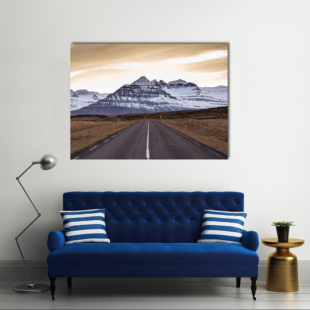 Ring Road At Sunset In East Fjords In Iceland Canvas Wall Art