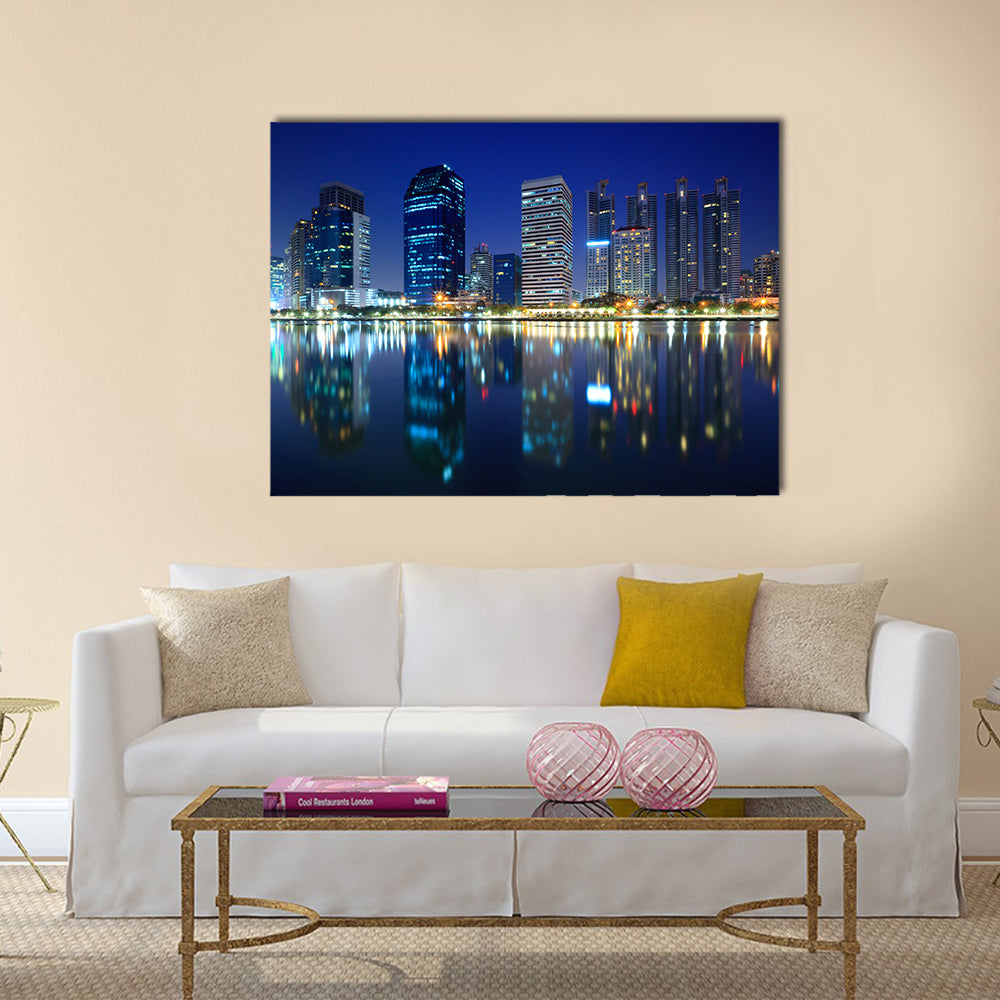 Bangkok City At Night In Thailand Canvas Wall Art