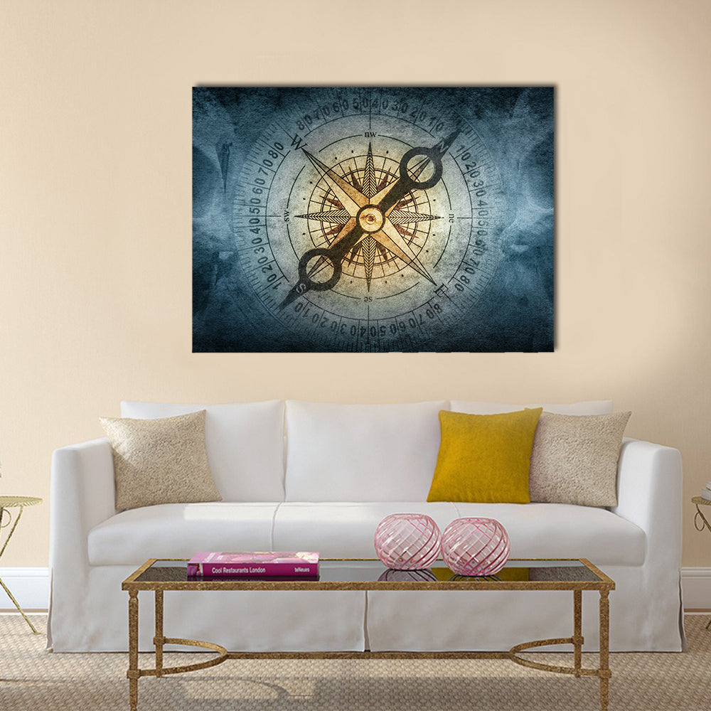 Sailor Skull with Vintage Compass Canvas Wall Art