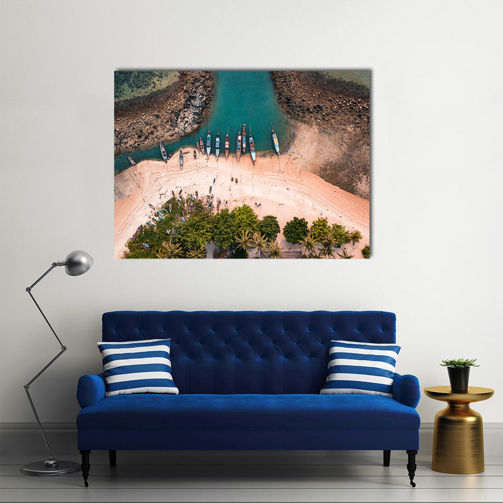 Aerial View Of Fisherman Village In The Island Of Koh Samui, Thailand Canvas Wall Art