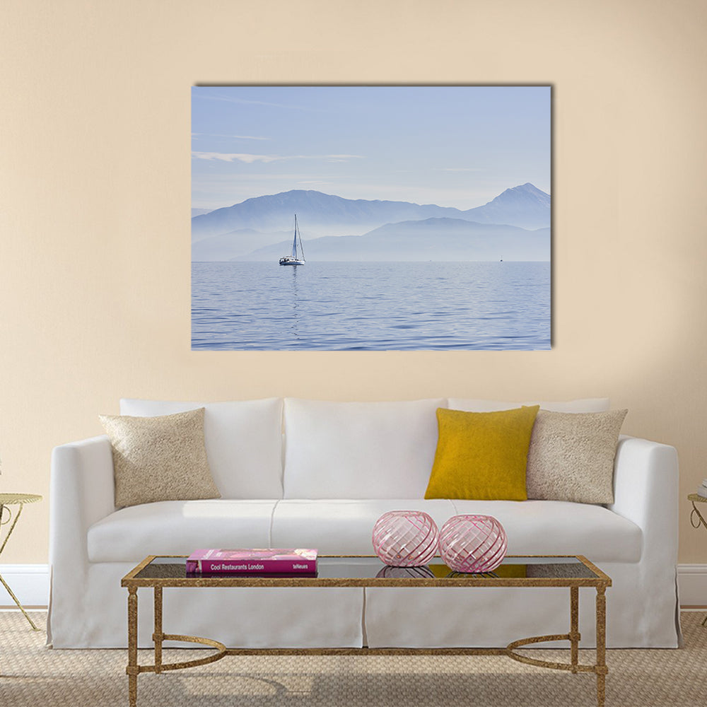 Sailing Boat At Sunrise Canvas Wall Art