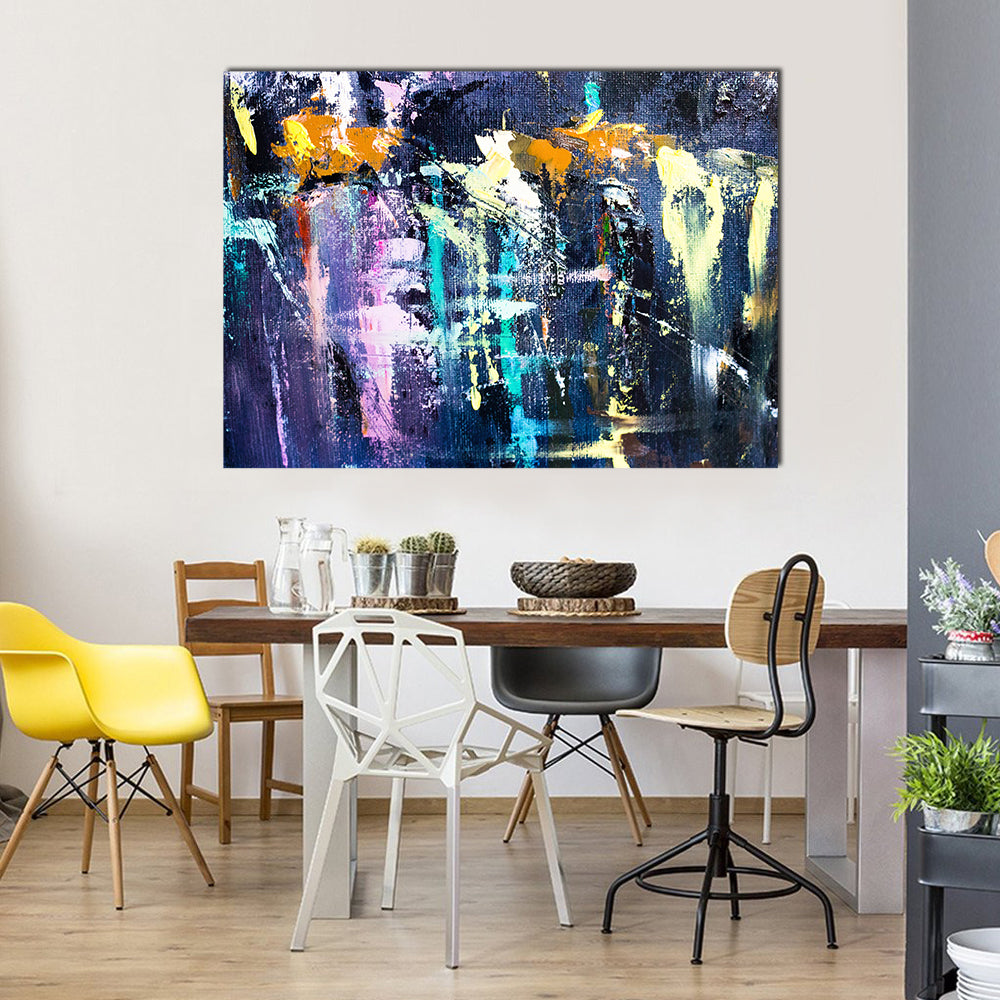 Dark Brushstrokes Abstraction Canvas Wall Art