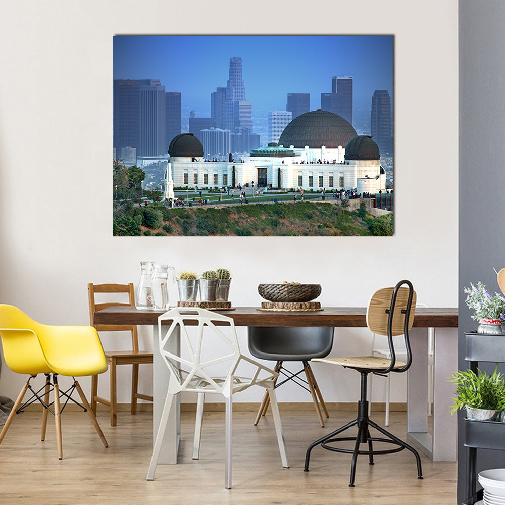 Griffith Observatory at Dusk Over Los Angeles Canvas Wall Art
