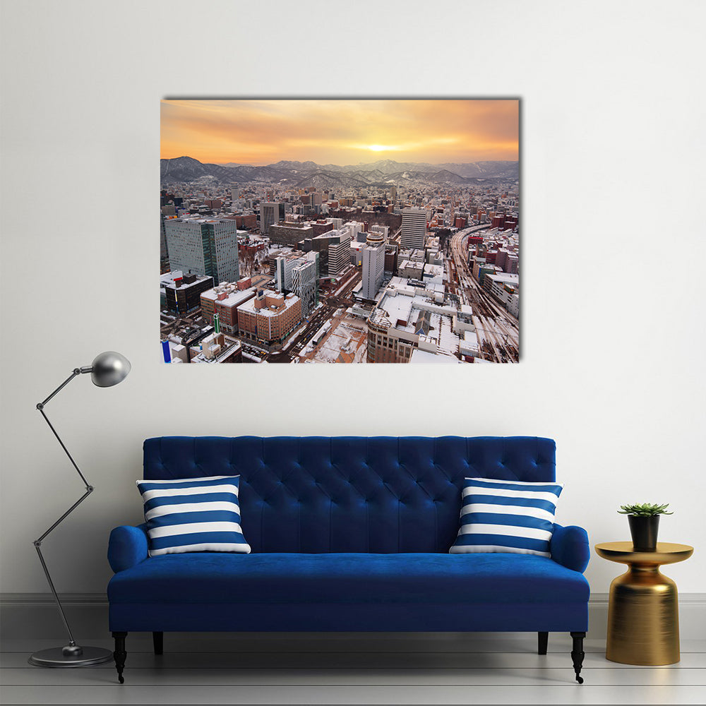 Sapporo Downtown Skyline In Hokkaido Japan Canvas Wall Art