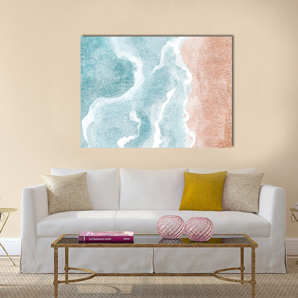 Boho Sea Beach With Waves Canvas Wall Art
