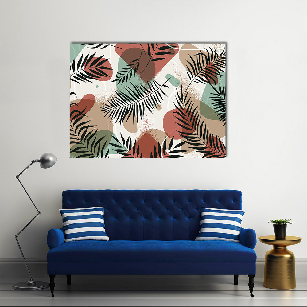 Tropical Palm and Fern Leaves Print Canvas Wall Art