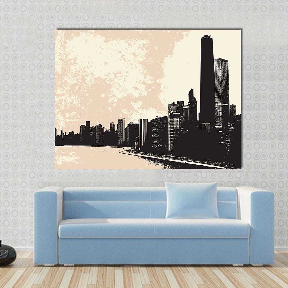 Chicago Skyline From Lake Michigan Canvas Wall Art