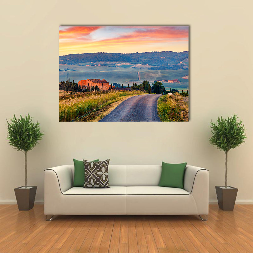 Tuscanian Country Road Canvas Wall Art