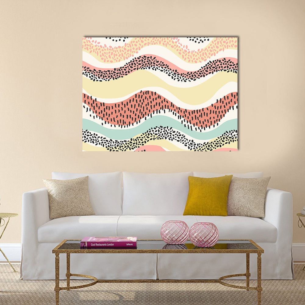Layered Wavy Bands with Seed Dots Canvas Wall Art