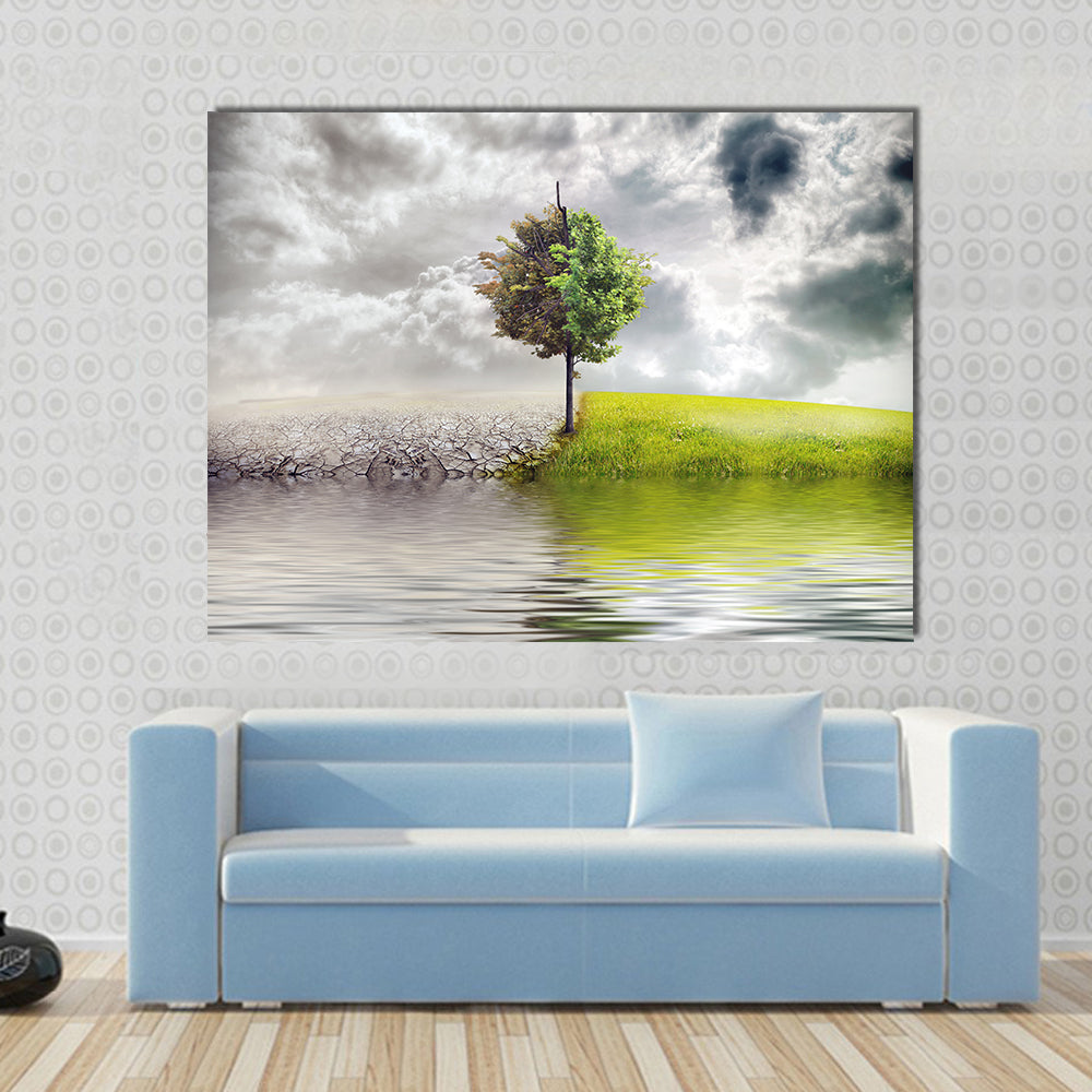 Split Tree Ecology Landscape Canvas Wall Art