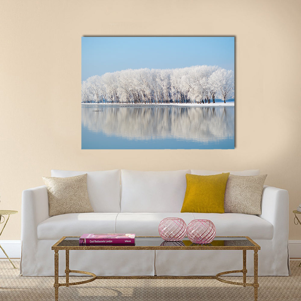Clear Blue Winter Landscape Canvas Wall Art