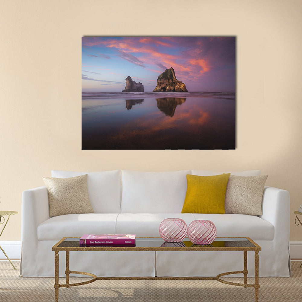 Sunrise At Wharariki Beach In New Zealand Canvas Wall Art