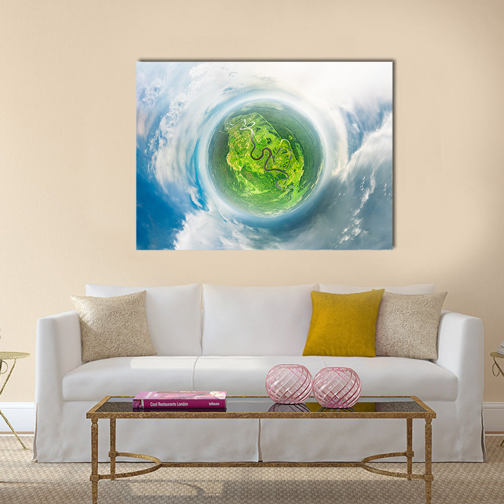 Small Planet Concept From Space Canvas Wall Art
