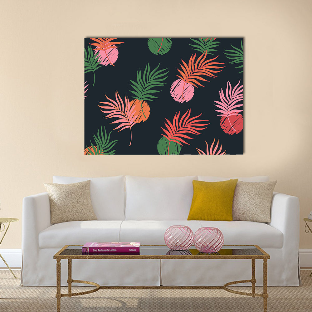 Palm Leaf Seamless Pattern Canvas Wall Art